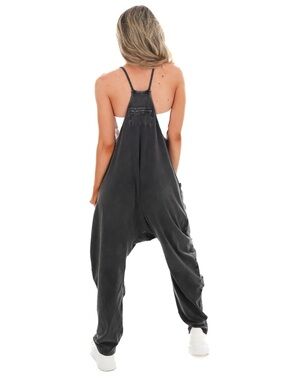 Free People Washed Black Relaxed Harem Jumpsuit